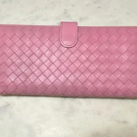 PINK Authentic Bottega Veneta Intrecciato Snap Long Wallet - Picture 2 of 10